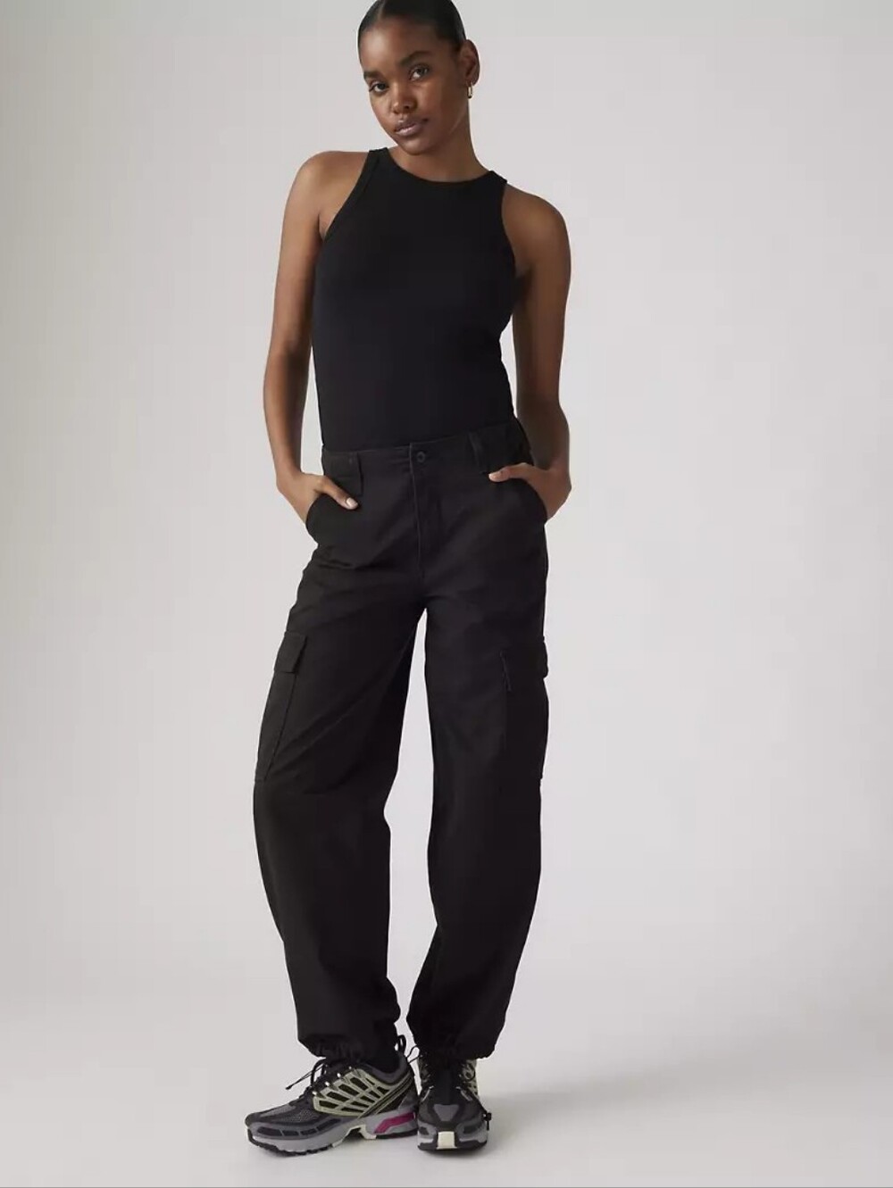 LEVI'S Very loose '94 Baggy cargo pants Black Color Size 25 100% Cotton